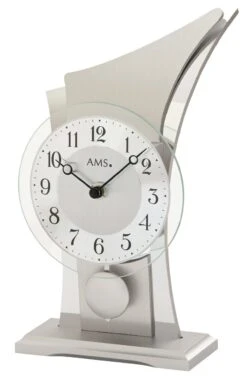 AMS Pendule à Poser Moderne En Bois, Aluminium Et Métal