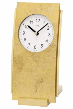 AMS Pendule à Poser En Aluminium Doré