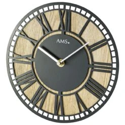 AMS Pendule à Poser Chiffres Romains Métal Et Bois