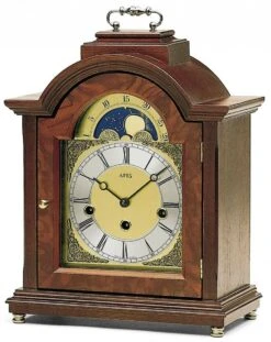 AMS Pendule à Poser Mécanique En Noyer Avec Phase De Lune