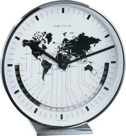 Pendule à Poser à Fuseaux Horaires Chromée Buffalo II