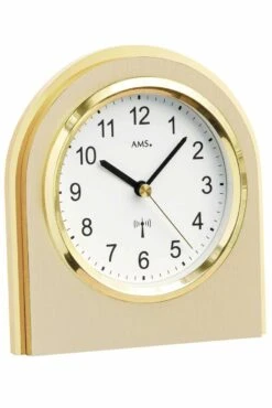 AMS Pendule à Poser Dorée En Bois Moderne Radio-pilotée