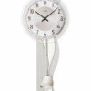 AMS Horloge Murale à Balancier Argentée En Bois Et Aluminium