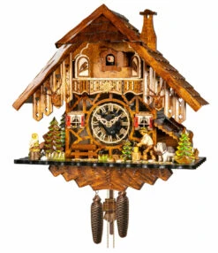 Coucou Mécanique 8 Jours Bûcheron Et Hibou 35 Cm