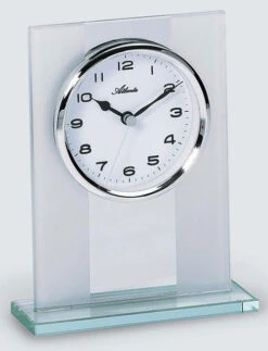 ATLANTA Pendule à Poser En Verre Dépoli