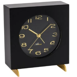ATLANTA Réveil Matin Silencieux Carré En Bois Noir