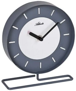 ATLANTA Pendule à Poser Moderne En Métal Gris Foncé