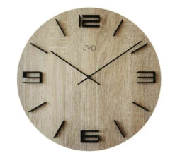 Horloge Murale Ronde En Bois Plaqué Chiffres En Relief