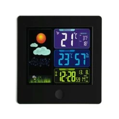 Station Météo Noire Radio-pilotée Affichage En Couleurs Avec Réveil