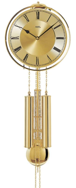 AMS Pendule Murale Mécanique Dorée Avec Arrêt De Sonnerie