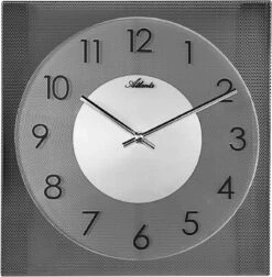 ATLANTA Pendule Murale Carrée Grise En Métal