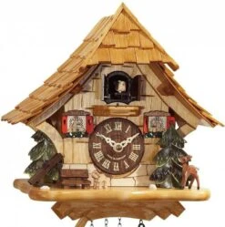 Coucou à Quartz Musical Chalet Bois Clair 27 Cm
