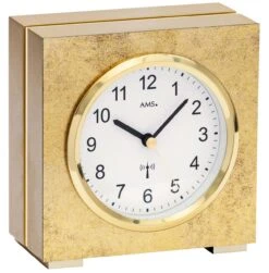 AMS Pendule à Poser En Bois Radio-pilotée Dorée