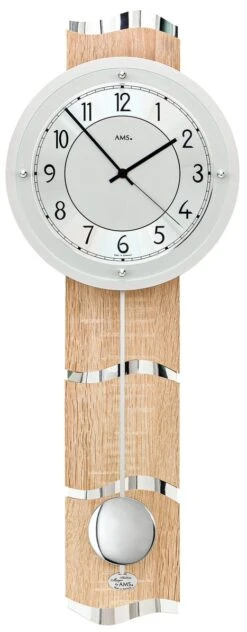AMS Horloge Murale à Balancier Radio Pilotée Bois De Sonoma