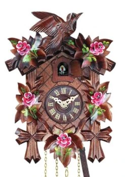 Coucou à Quartz Fleurs Roses 22 Cm