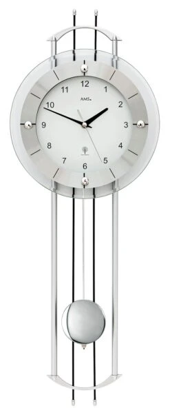 AMS Pendule Murale à Balancier Radio Pilotée En Aluminium