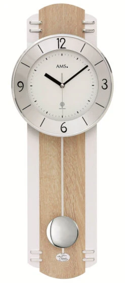 AMS Pendule Murale à Balancier Radio-pilotée Bois De Sonoma