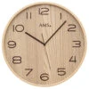AMS Horloge Murale Ronde Radio-pilotée Couleur Bois