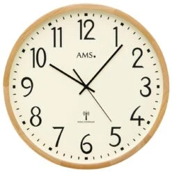 AMS Pendule Murale Radio-pilotée Entourage Bois