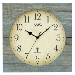 AMS Pendule Murale Radio-pilotée En Bois Bleu