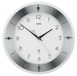 AMS Horloge Murale Radio-pilotée En Verre Et Aluminium