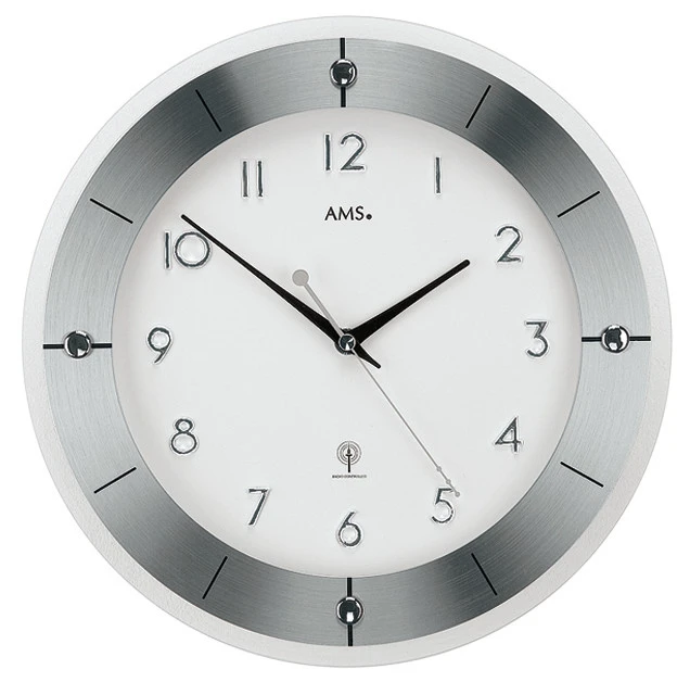 AMS Horloge Murale Radio-pilotée En Verre Et Aluminium