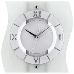 AMS Horloge Murale Moderne Radio Pilotée Courbée En Verre