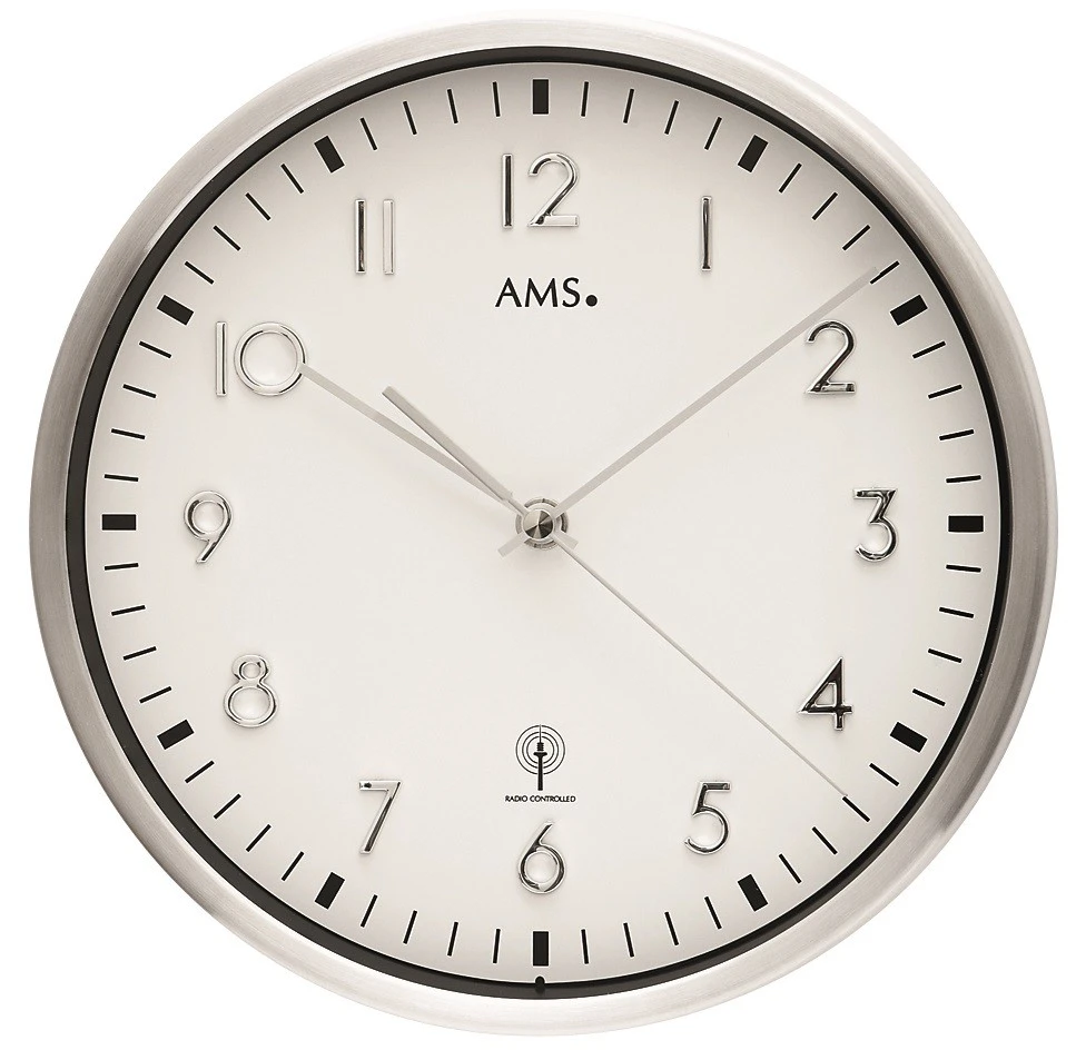 AMS Horloge Murale Ronde Radio-pilotée