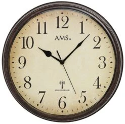 AMS Horloge Murale Radio Pilotée En Métal Style Vintage