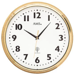 AMS Horloge Murale Ronde Radio-pilotée En Laiton