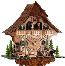 Coucou Mécanique Musical 8 Jours Bûcheron Et Roue Du Moulin 35 Cm