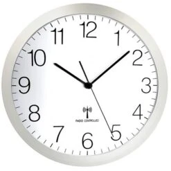 Horloge Murale Grise Radio-pilotée Et Silencieuse