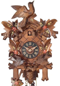 Coucou Mécanique 4 Feuilles Peintes Oiseaux Animés 33 Cm