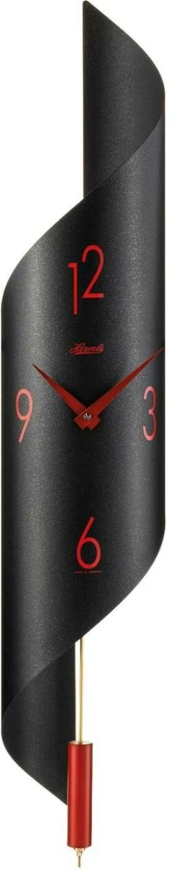 Horloge Murale à Balancier En Inox Noir Et Rouge