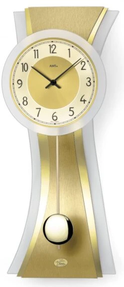 AMS Horloge Murale à Balancier Zig-zag Dorée