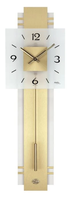 AMS Horloge Murale à Balancier Moderne En Laiton Doré
