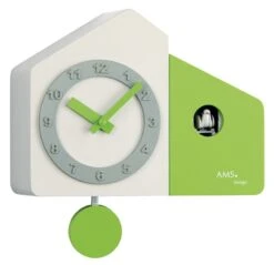 AMS Coucou Moderne à Quartz En Bois Beige Et Vert