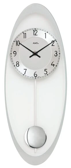 AMS Horloge Murale à Balancier Ovale En Verre
