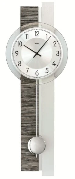 AMS Pendule Murale Moderne En Aluminium Et Bois