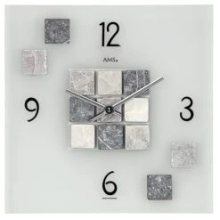 AMS Pendule Murale Moderne Carrée En Verre Mosaique