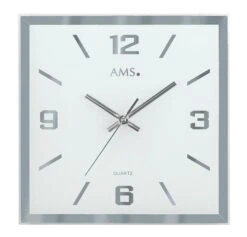 AMS Pendule Murale Carrée Silencieuse Miroir
