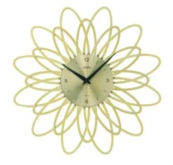 AMS Horloge Murale à Quartz Moderne Fleur Dorée
