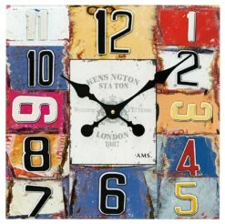 AMS Pendule Murale Carrée à Quartz Colorée