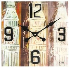 AMS Pendule Murale Carrée En Verre BigBen