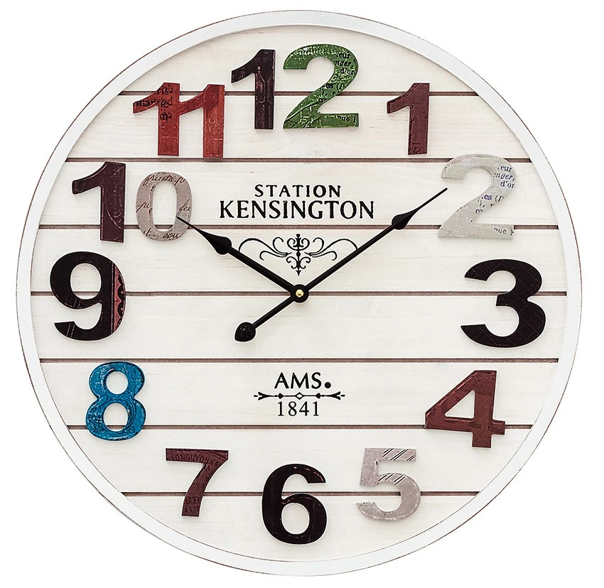 AMS Horloge Murale Moderne En Bois Blanc