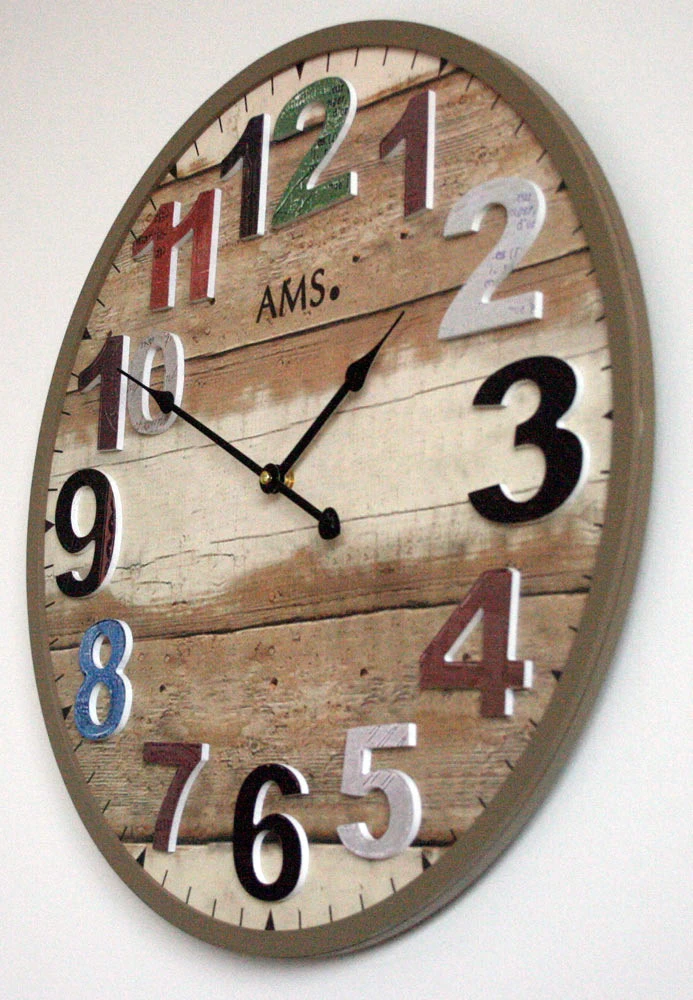 AMS Horloge Murale Moderne En Bois Blanc – Image 4