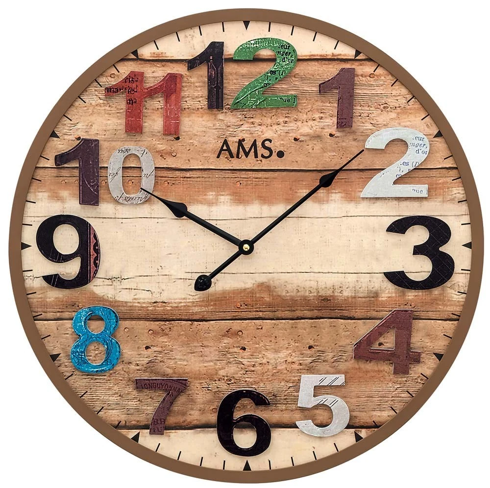 AMS Horloge Murale Moderne En Bois Blanc – Image 3