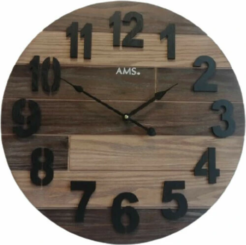 AMS Horloge Murale Design En Bois Ø 50 Cm