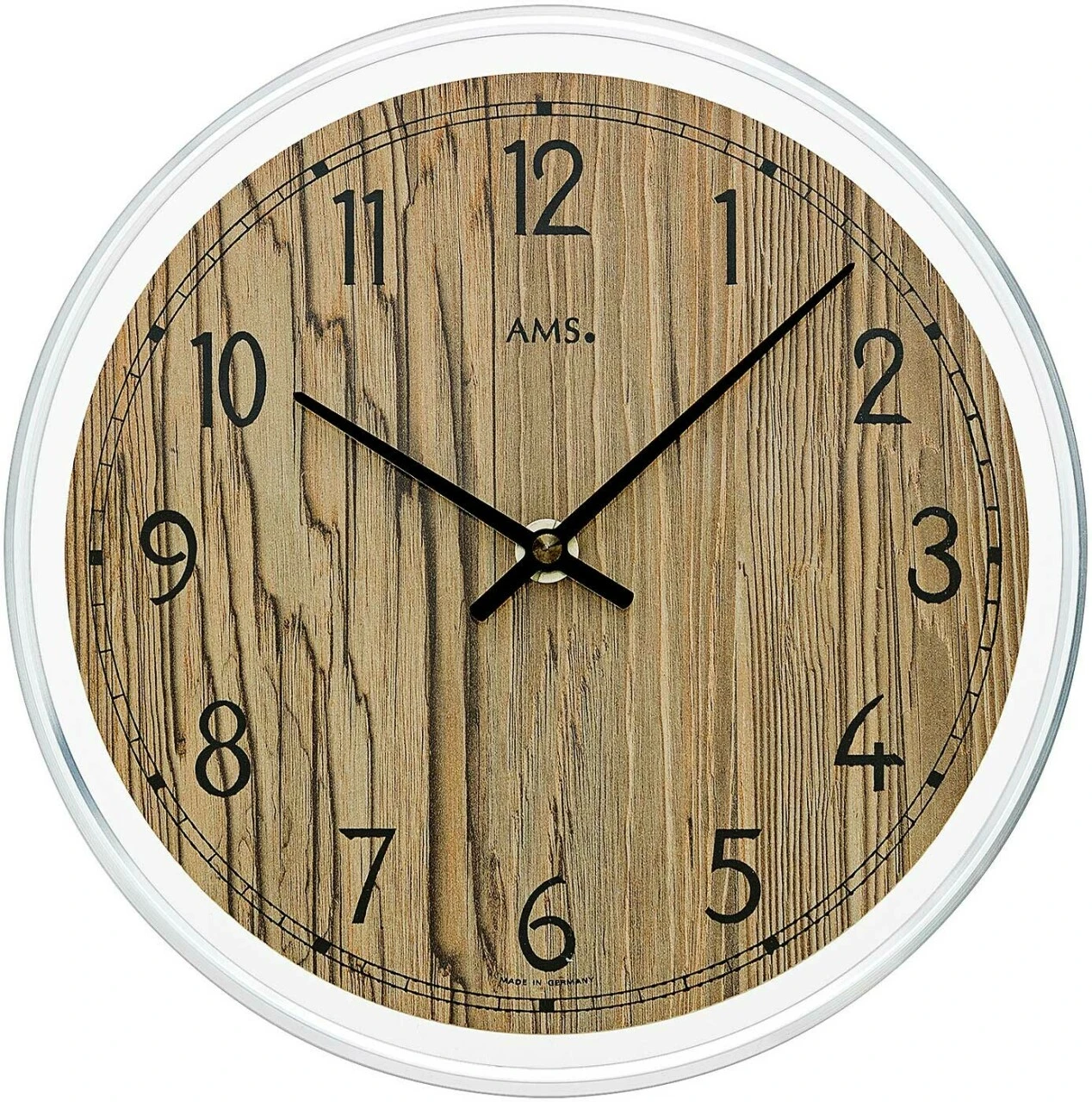 AMS Horloge Murale Ronde En Bois Et Verre – Image 2