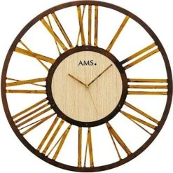 AMS Pendule Murale En Bois Grands Chiffres Romains